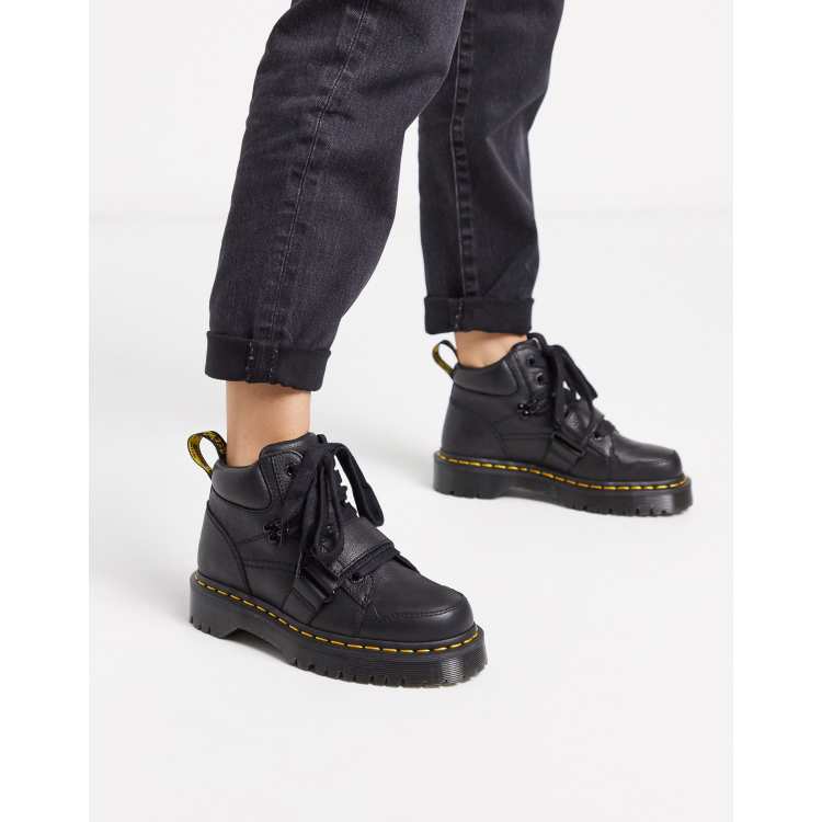 Dr Martens Zuma II with buckle strap flat ankle boots in black ASOS