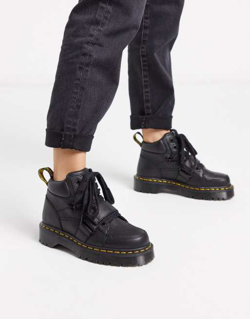 Dr Martens Zuma II with buckle strap flat ankle boots in black