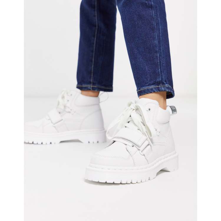 Dr Martens II with buckle strap flat ankle boots in white | ASOS