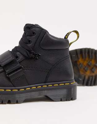 dr martens zuma flat chunky leather boots in black