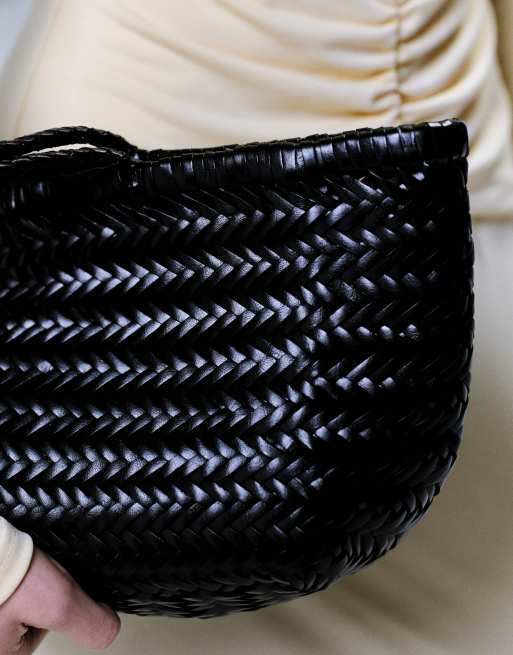 Dragon Diffusion - Bamboo Triple Jump - Borsa piccola in pelle intrecciata nera, 3 di 4