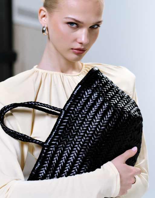 Dragon Diffusion - Bamboo Triple Jump - Borsa piccola in pelle intrecciata nera, 4 di 4