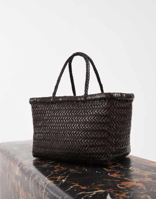 Dragon Diffusion - Bamboo Triple Jump - Kleine geweven leren tas in bruin, 2 van 5