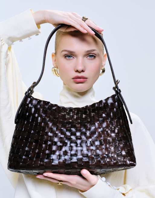 Dragon Diffusion H Salvage woven leather shoulder bag in dark brown, 2 of 4