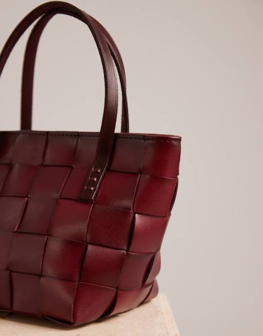 Dragon Diffusion japan mini woven leather top handle bag in burgundy