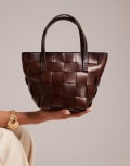 [Dragon Diffusion] Dragon Diffusion Japan mini woven leather top handle bag in dark brown No Size BROWN
