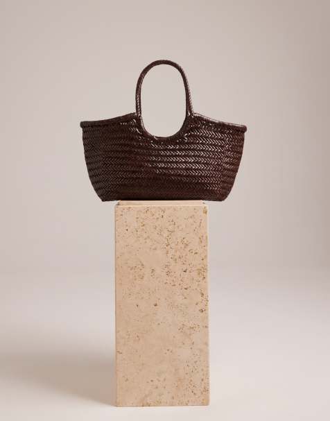Dragon Diffusion Nantucket woven basket bag in dark brown - view 1