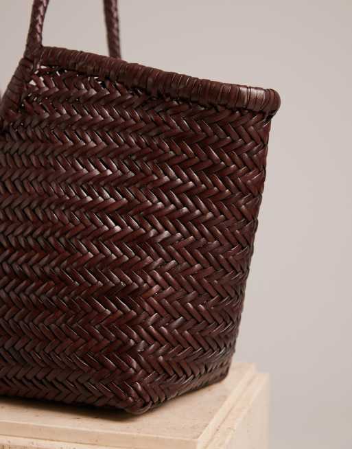 Dragon Diffusion nantucket woven basket bag in dark brown | ASOS