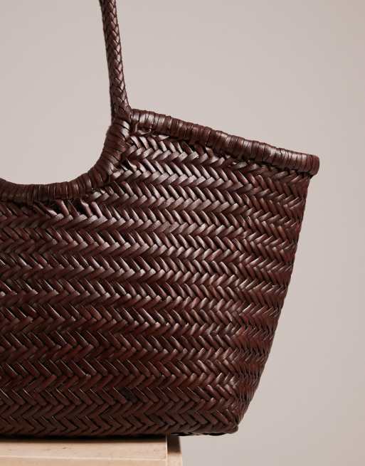 Dragon Diffusion Nantucket woven basket bag in dark brown