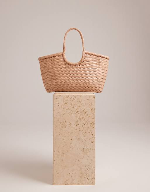 Dragon Diffusion Nantucket woven basket bag in sand