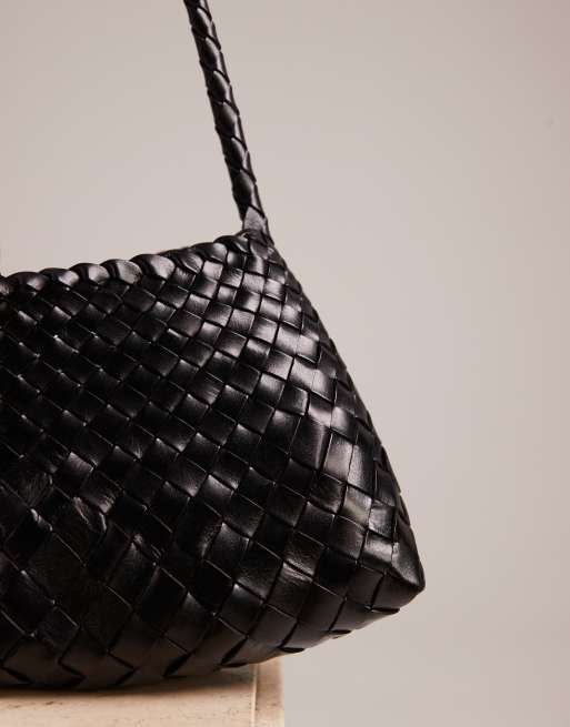 Dragon Diffusion - Rosanna - Borsa da spalla in pelle intrecciata nera, 3 di 5
