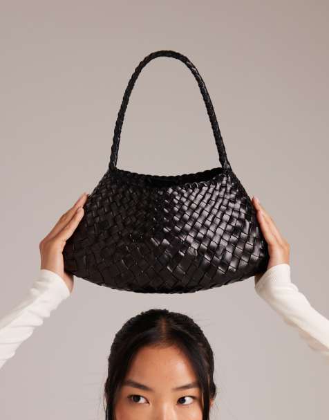 Dragon Diffusion – Rosanna – Geflochtene Schultertasche aus Leder in Schwarz - view 1