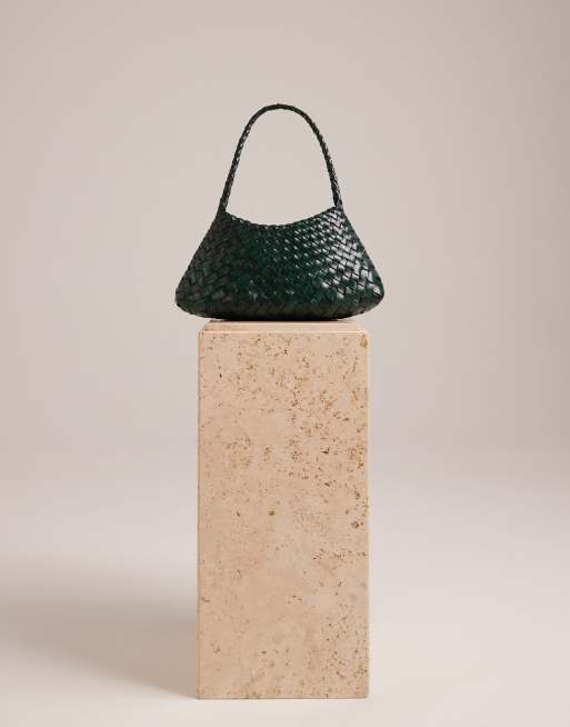 Dragon Diffusion – Rosanna – Geflochtene Schultertasche aus Leder in Tannengrün, 4 von 5
