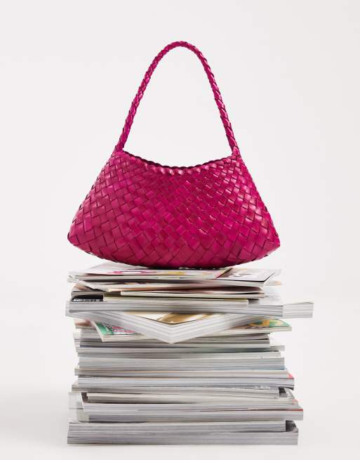 Dragon Diffusion - Rosanna - Geweven leren schoudertas in fuchsia, 2 van 5