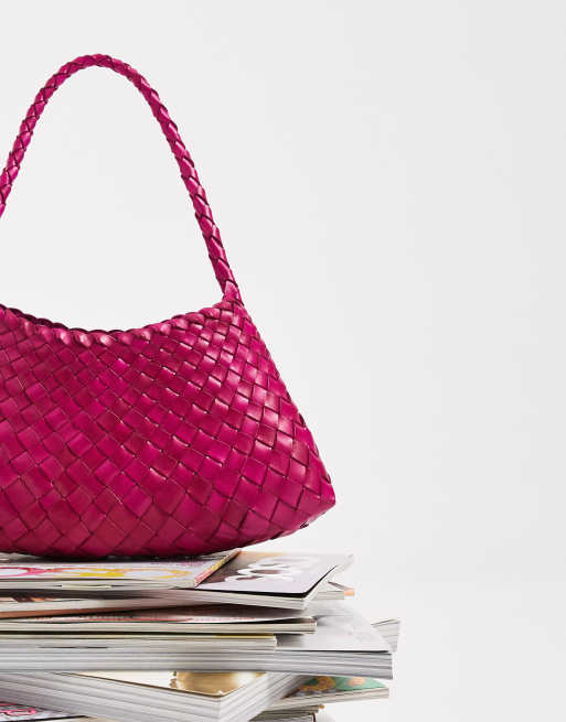 Dragon Diffusion - Rosanna - Geweven leren schoudertas in fuchsia, 3 van 5