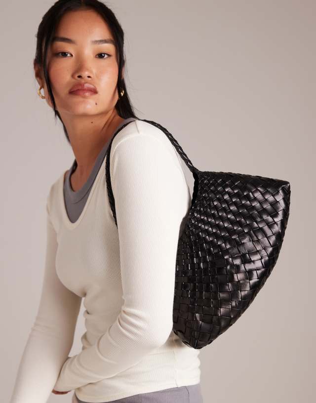 Dragon Diffusion rosanna woven leather shoulder bag in black | ASOS