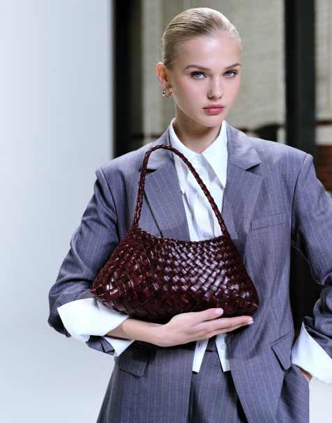Dragon Diffusion Rosanna woven leather shoulder bag in burgundy - view 1