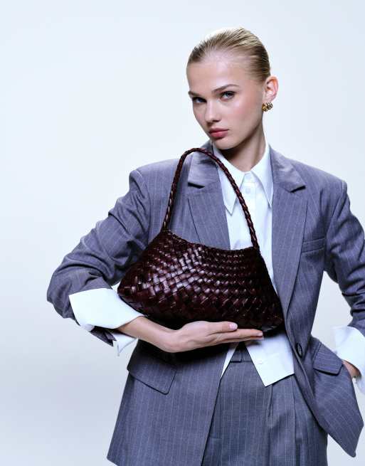Dragon Diffusion Rosanna woven leather shoulder bag in burgundy, 4 of 4