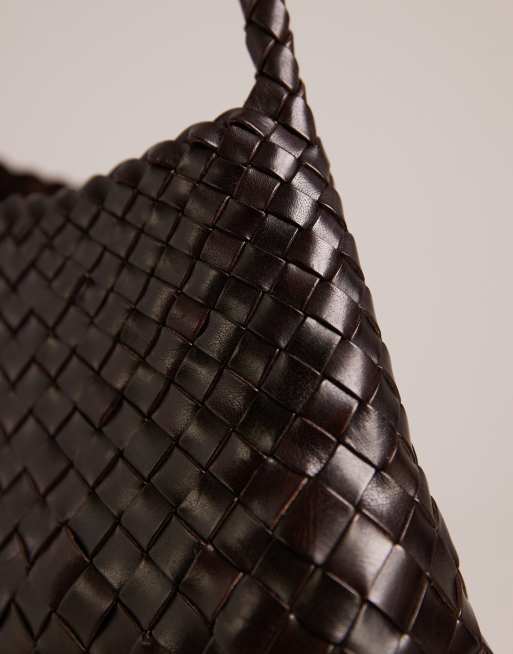 Dragon Diffusion rosanna woven leather shoulder bag in dark