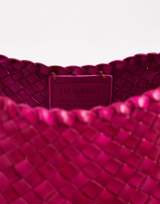 Dragon Diffusion Rosanna woven leather shoulder bag in fuchsia pink, 4 of 5