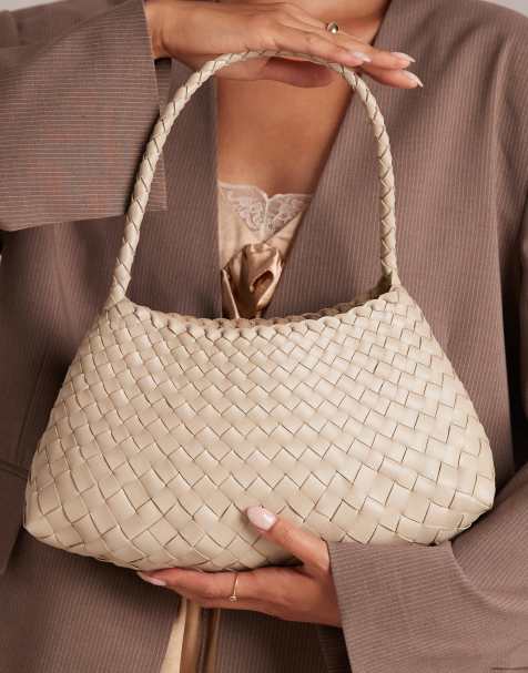 Dragon Diffusion Rosanna woven leather shoulder bag in off white - view 1