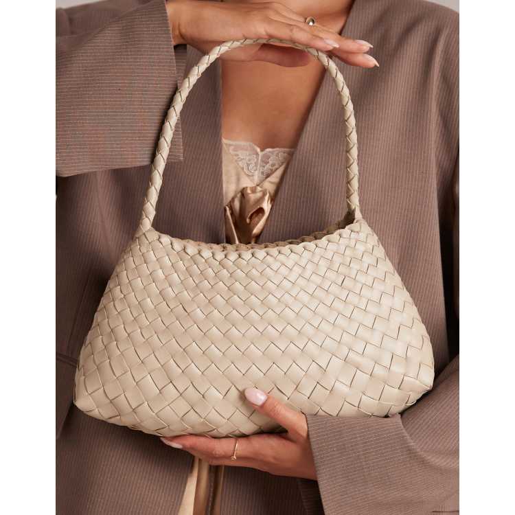 Dragon Diffusion rosanna woven leather shoulder bag in off