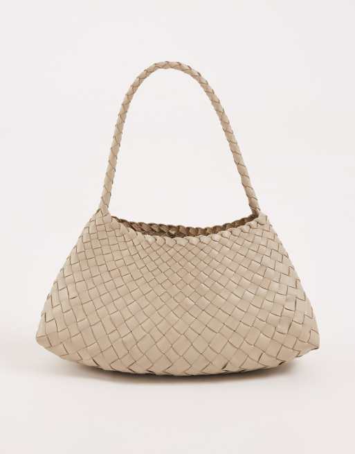 Dragon Diffusion rosanna woven leather shoulder bag in off white