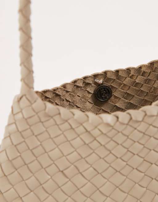 Dragon Diffusion rosanna woven leather shoulder bag in off white