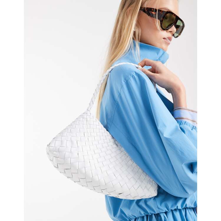 Dragon Diffusion Rosanna woven leather shoulder bag in stark white