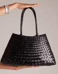 [Dragon Diffusion] Dragon Diffusion Santa Croce big woven leather bag in black No Size BLACK