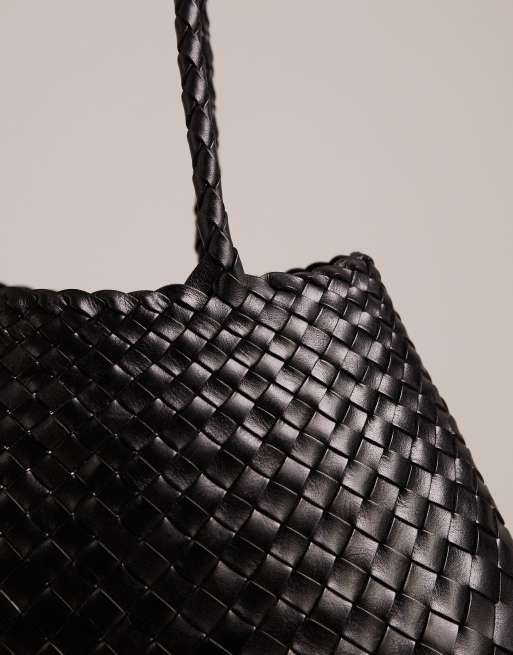 Dragon Diffusion Santa Croce big woven leather bag in black