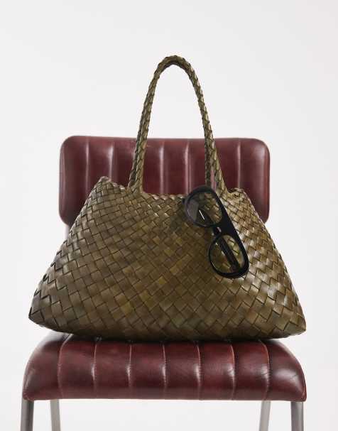 Dragon Diffusion santa croce big woven leather bag in black - view 1