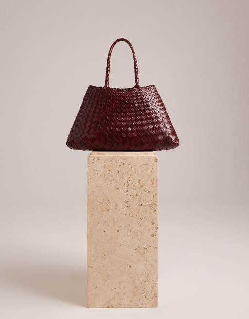 Dragon Diffusion レッド ビッグ Santa Croce トートバッグ Dragon Diffusion santa croce big woven leather bag in