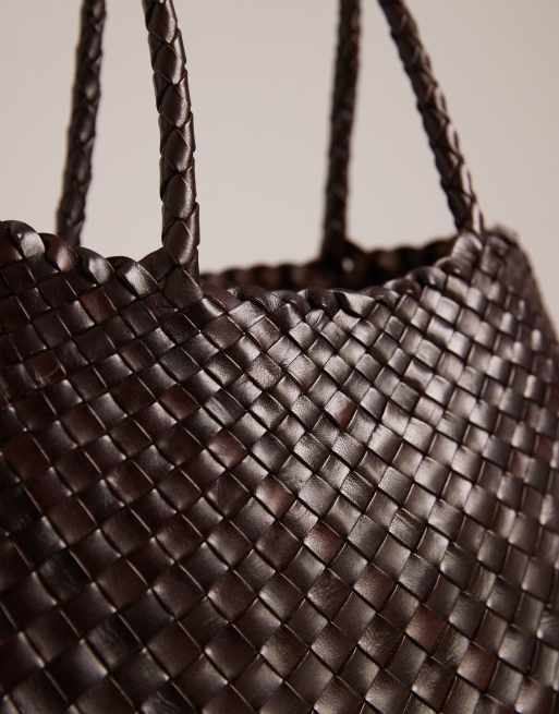 Dragon Diffusion santa croce big woven leather bag in dark