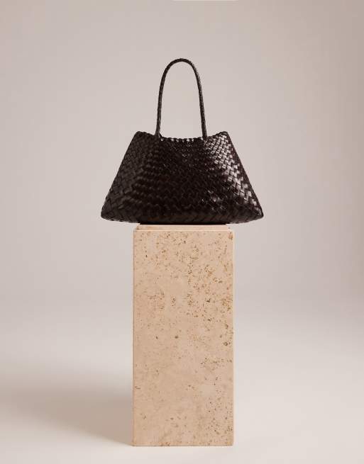 Dragon Diffusion santa croce big woven leather bag in dark