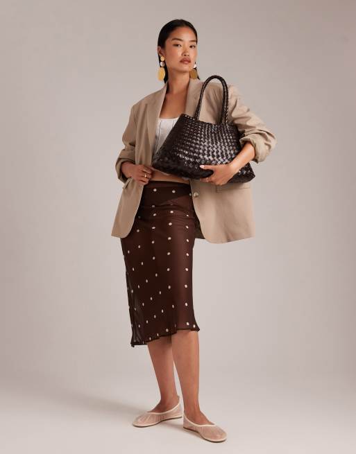 Dragon Diffusion santa croce big woven leather bag in dark