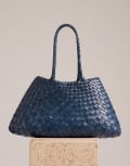 [Dragon Diffusion] Dragon Diffusion Santa Croce big woven leather bag in navy blue No Size Mid blue