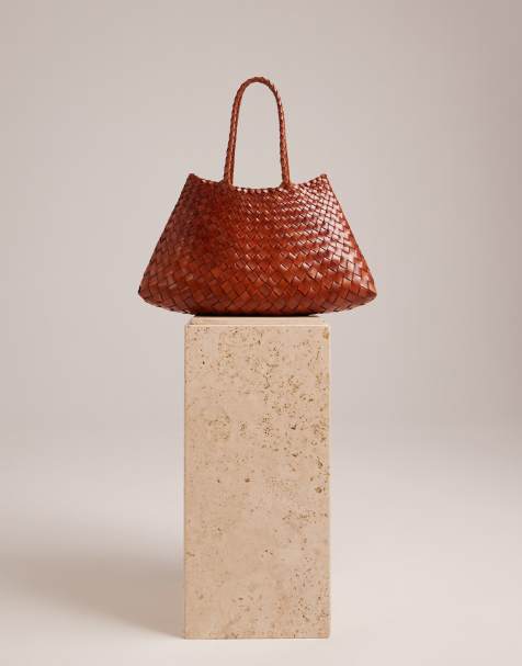 Dragon Diffusion Santa Croce big woven leather bag in tan - view 1