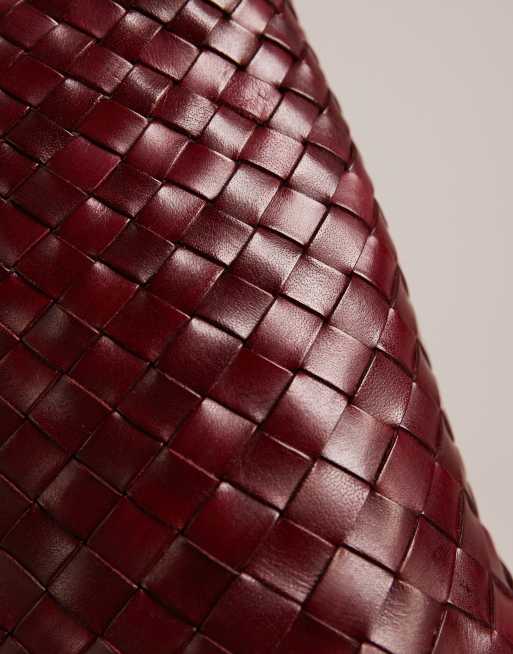 Dragon Diffusion - Santa Croce - Borsa in pelle intrecciata bordeaux grande, 3 di 5