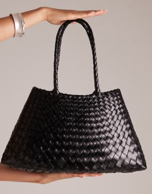 Diffusion - Santa Croce - Große geflochtene Tasche aus Leder in Schwarz Schwarz No Size