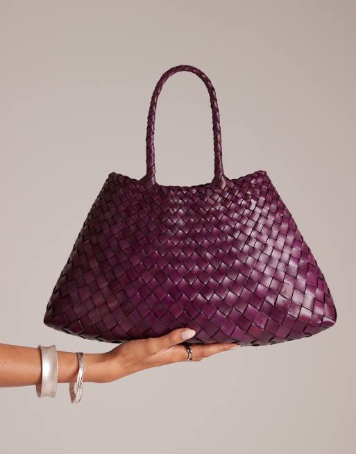 Dragon Diffusion santa croce small woven leather bag in plum | ASOS