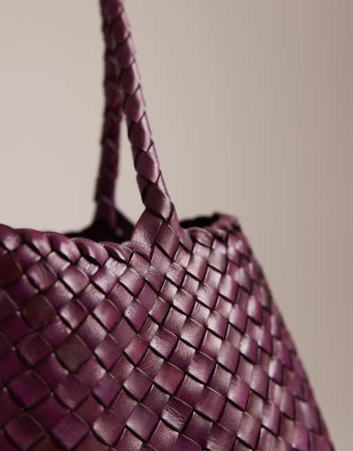 Dragon Diffusion santa croce small woven leather bag in plum | ASOS