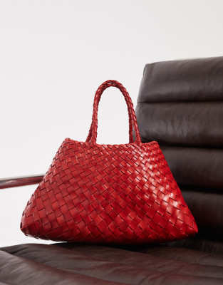 Dragon Diffusion Santa Croce small woven leather bag in poppy red
