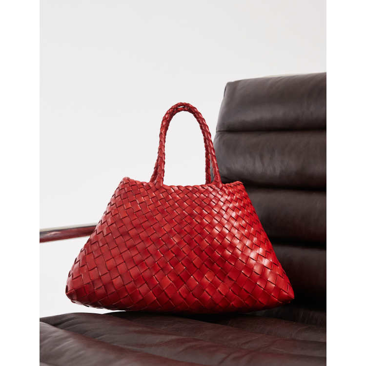 Dragon Diffusion Santa Croce small woven leather bag in poppy red