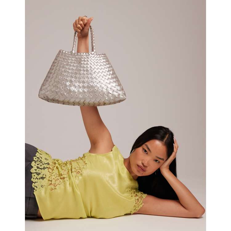 Dragon Diffusion santa croce small woven leather bag in silver