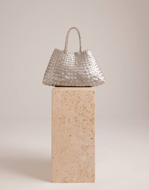 Dragon Diffusion santa croce small woven leather bag in silver