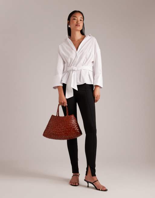 Dragon Diffusion Santa Croce small woven leather bag in tan
