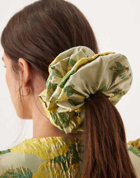 Dream Sister Jane Almost Bloom exclusive jacquard scrunchie in lime floral - view 1