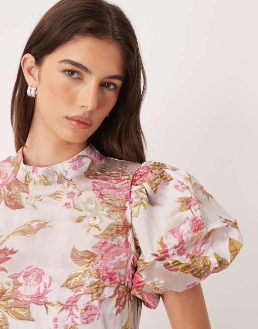 dream sister jane pink floral dress DREAM Amour Jacquard Mini Dress Orchid Pink / M+