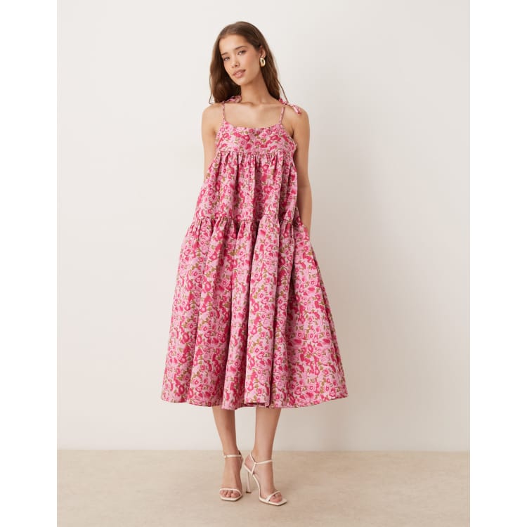 Dream Sister Jane babydoll jacquard midaxi dress in orchid